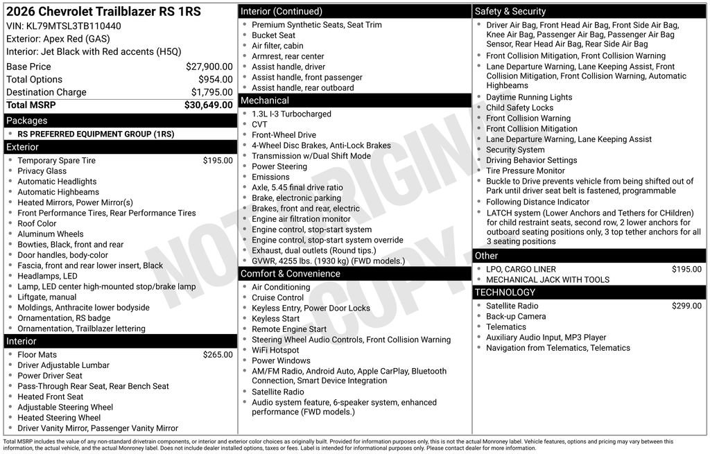 New 2026 Chevrolet TrailBlazer RS image 25