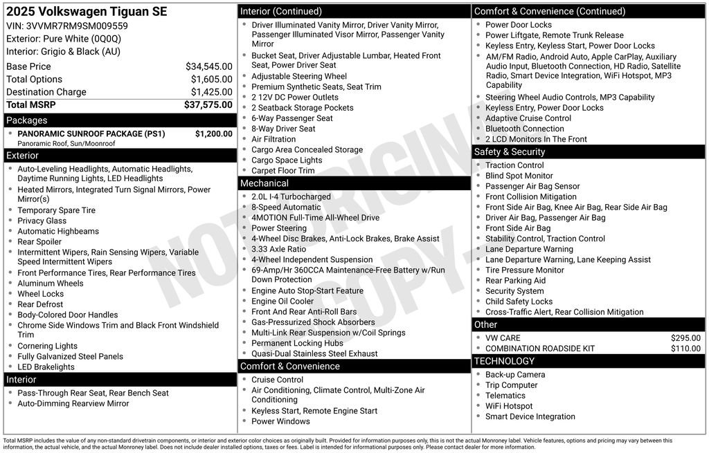 Used 2025 Volkswagen Tiguan SE w/ Panoramic Sunroof Package image 35
