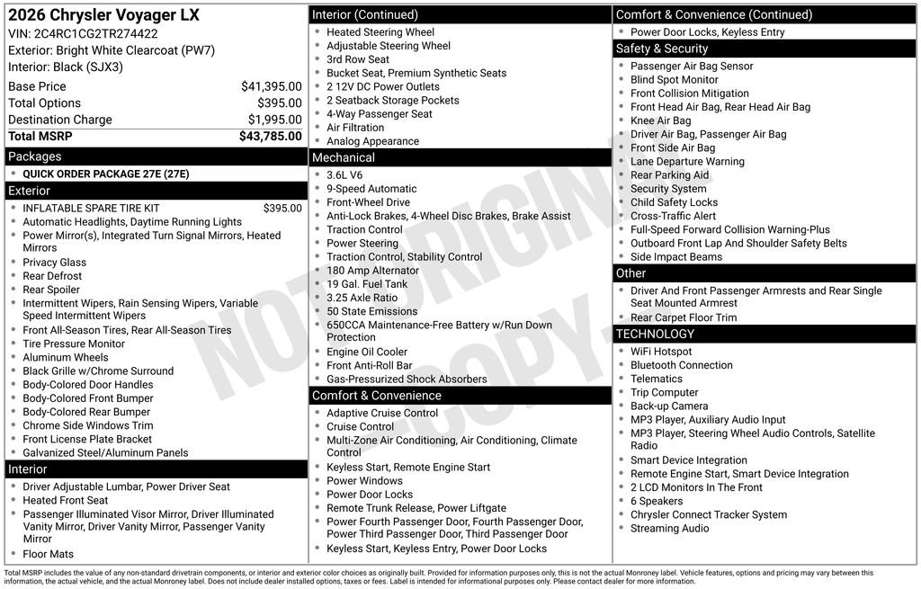 Used 2026 Chrysler Voyager LX