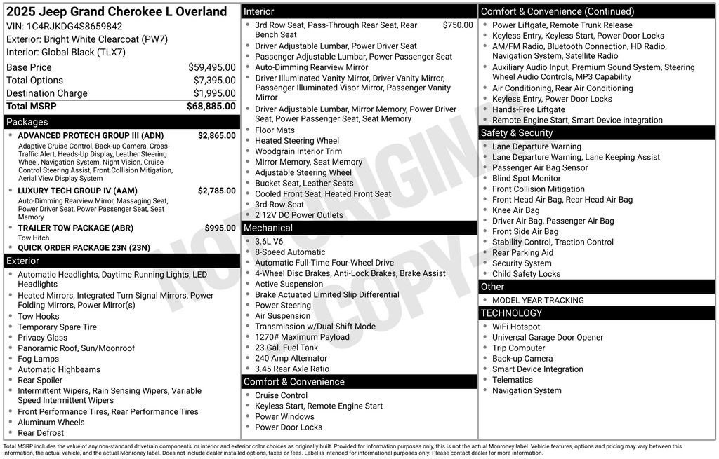 Certified 2025 Jeep Grand Cherokee L Overland w/ Advanced Protech Group III AWD/4WD image 54