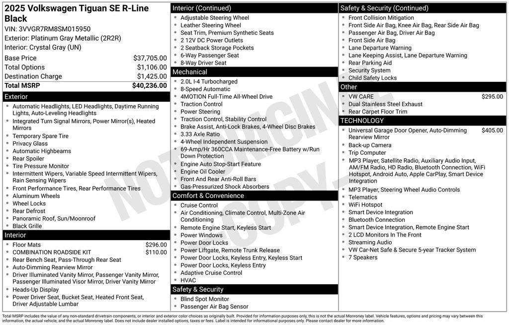 Certified 2025 Volkswagen Tiguan SE R-Line AWD/4WD image 6