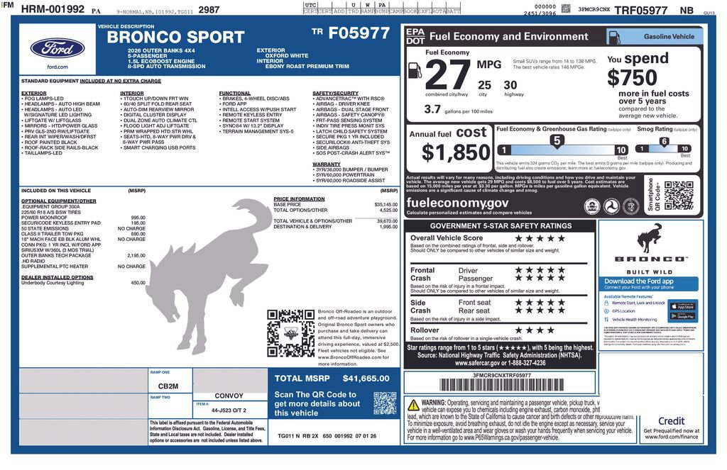 New 2026 Ford Bronco Sport Outer Banks w/ Outer Banks Tech Package+ AWD/4WD image 6