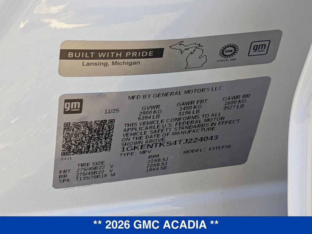 New 2026 GMC Acadia Denali Ultimate w/ LPO, Floor Liner Package image 44