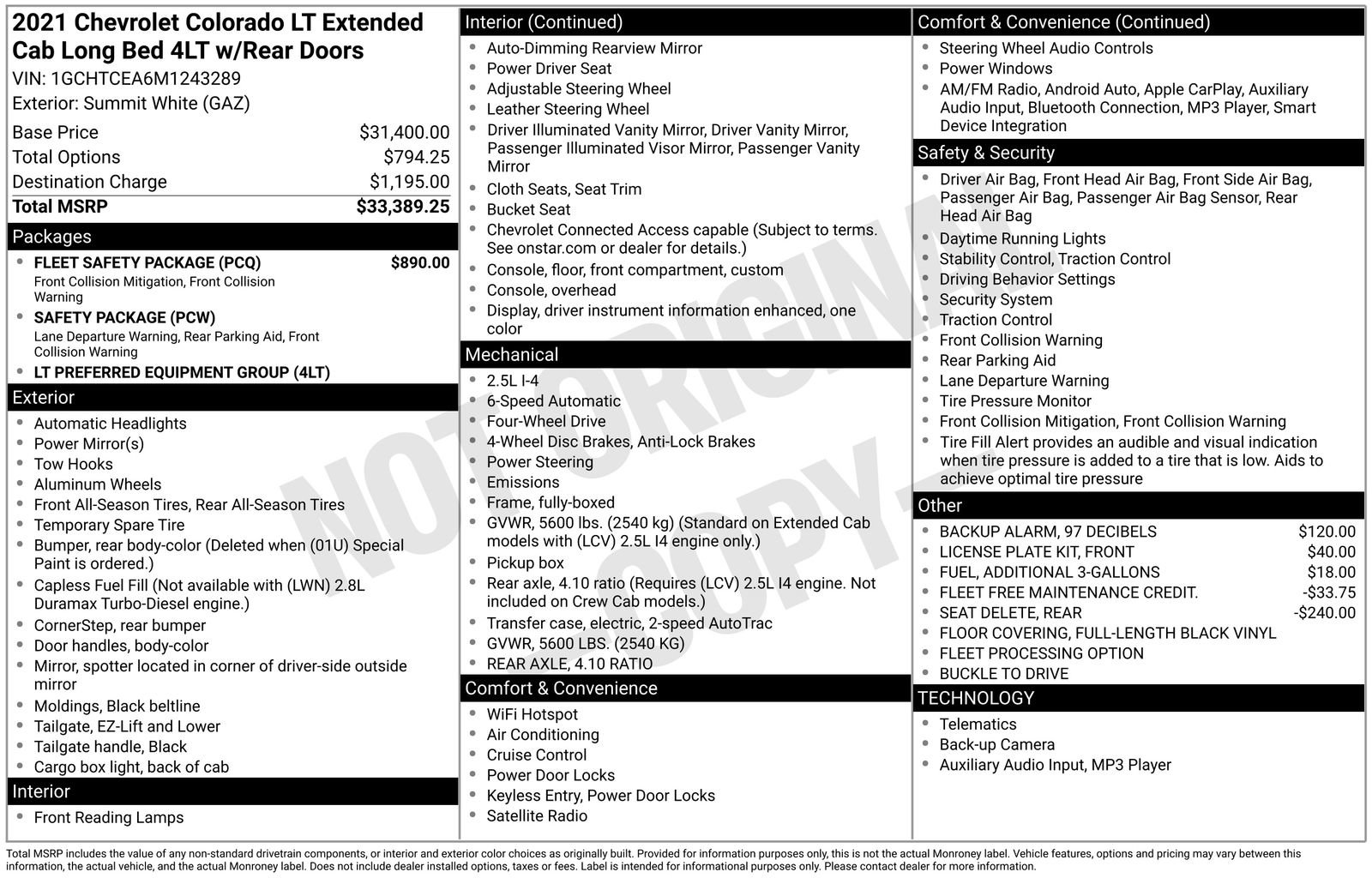 Used 2021 Chevrolet Colorado LT w/ Fleet Safety Package AWD/4WD image 6