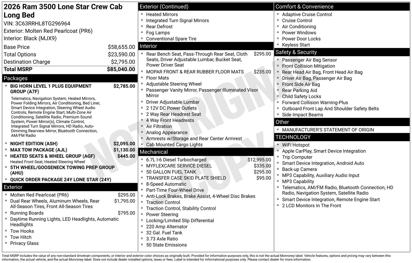 New 2026 RAM 3500 Lone Star AWD/4WD image 26