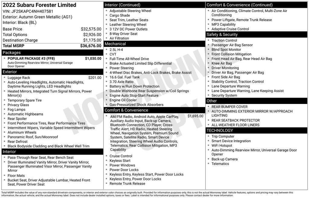 Used 2022 Subaru Forester Limited w/ Popular Package #3 image 3