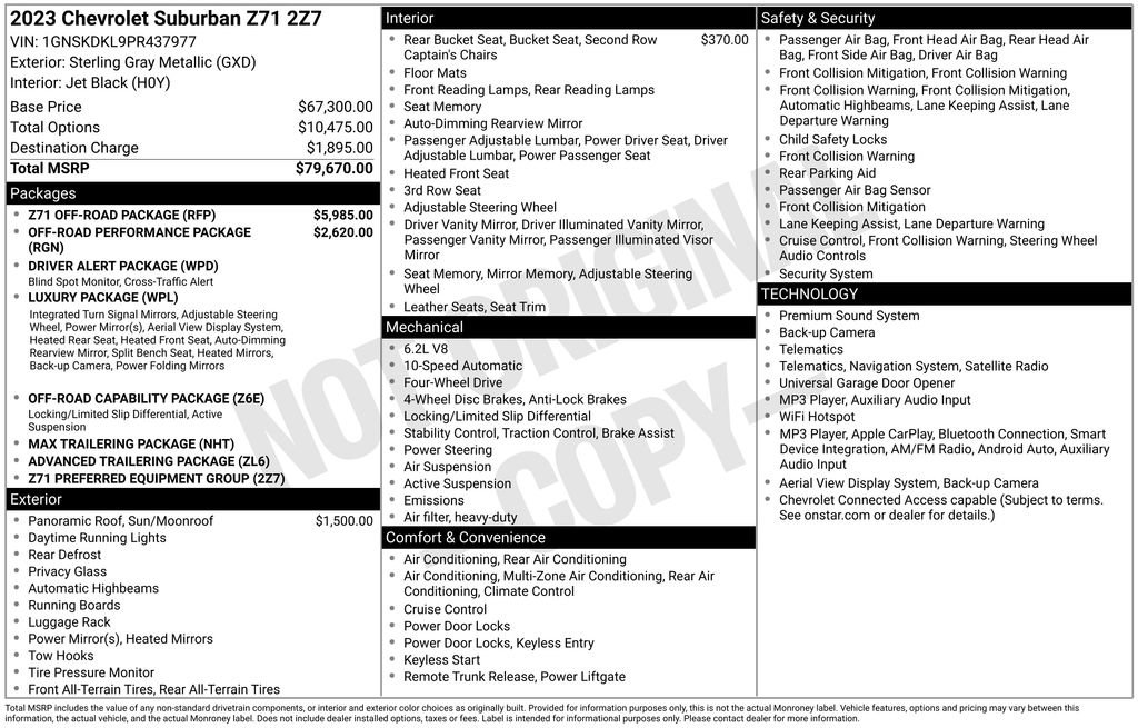 Used 2023 Chevrolet Suburban Z71 w/ Z71 Off-Road Package AWD/4WD image 27