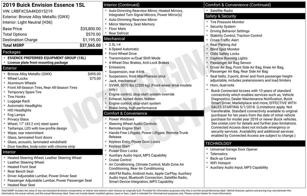 Used 2019 Buick Envision Essence image 27