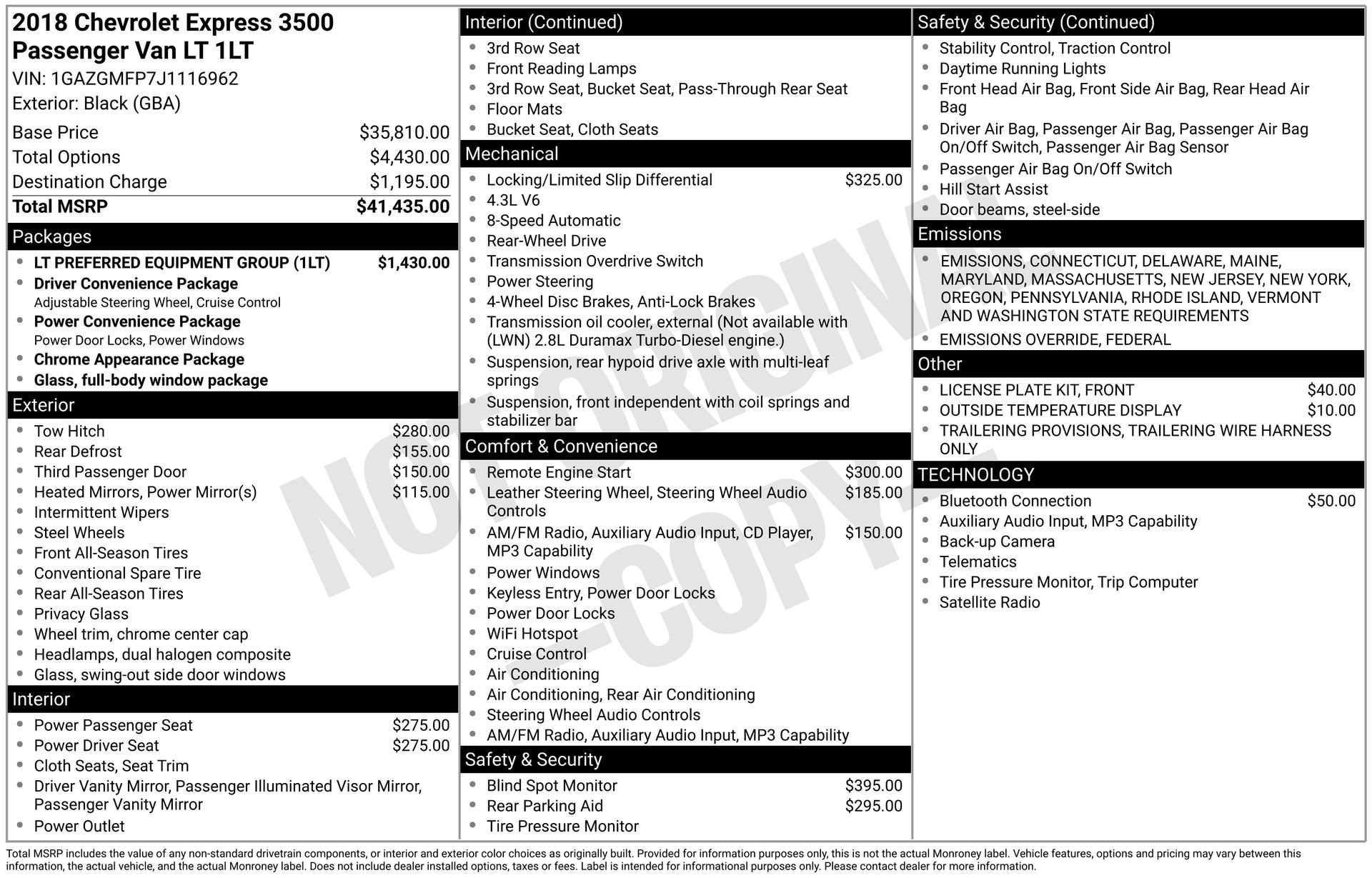 Used 2018 Chevrolet Express 3500 LT w/ LT Preferred Equipment Group image 4