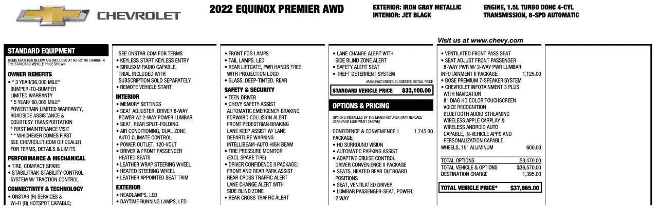 Used 2022 Chevrolet Equinox Premier AWD/4WD image 10