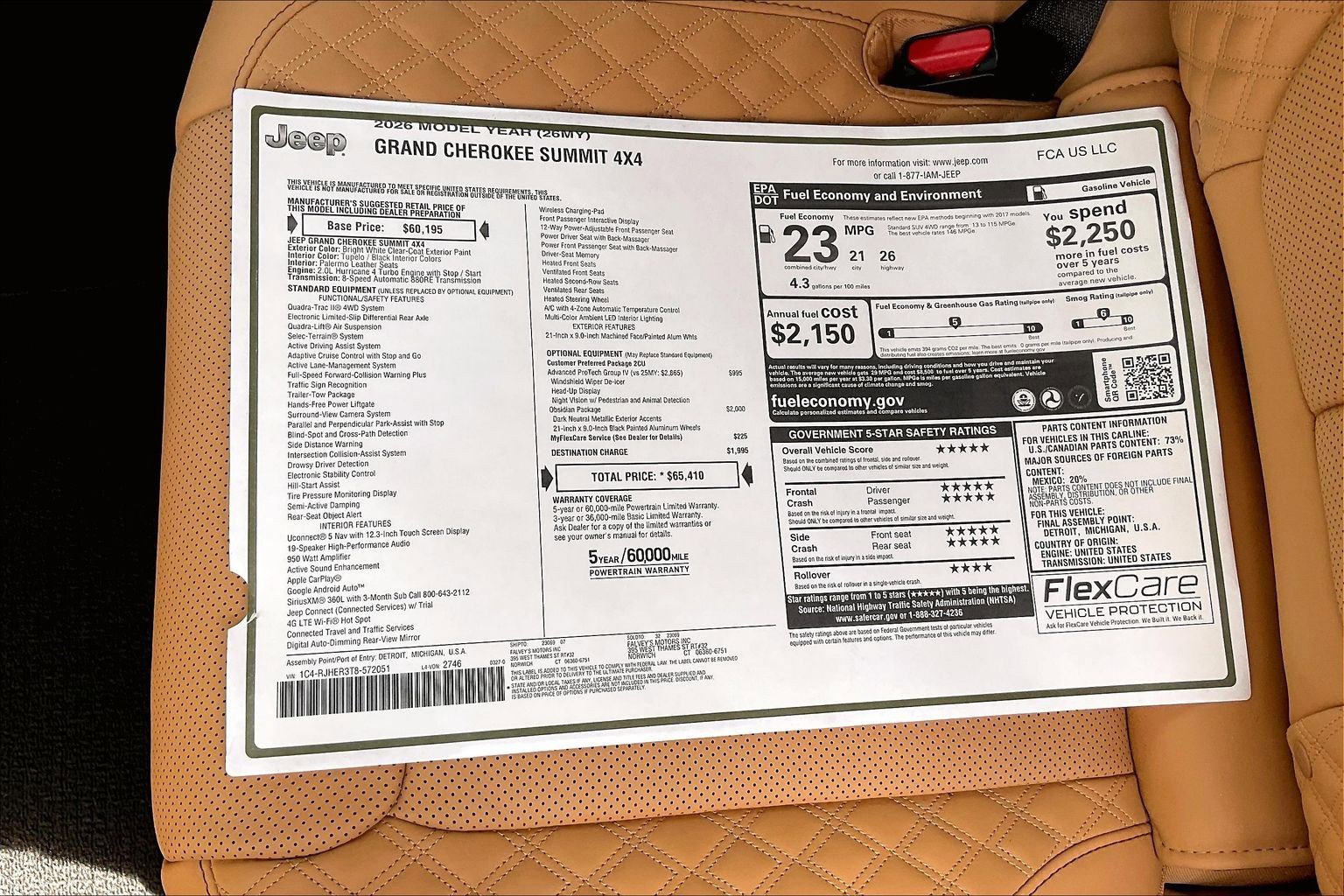 New 2026 Jeep Grand Cherokee Summit w/ Obsidian Package AWD/4WD image 14