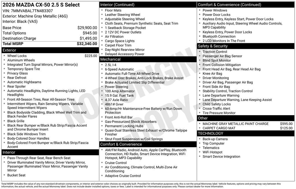 New 2026 MAZDA CX-50 AWD 2.5 S w/ Select Package image 3