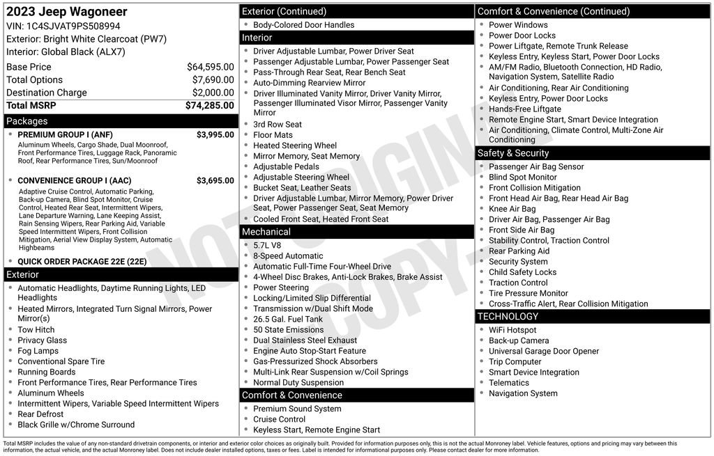 Used 2023 Jeep Wagoneer 4WD w/ Premium Group I image 33