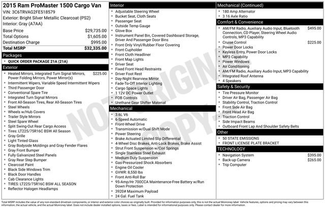 Used 2015 RAM ProMaster 1500 image 35