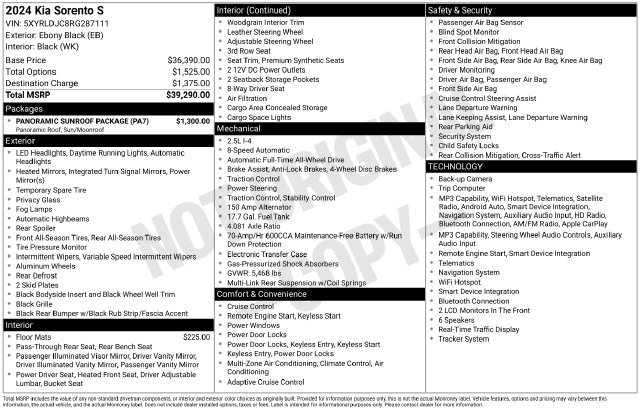 Certified 2024 Kia Sorento S w/ Panoramic Sunroof Package AWD/4WD image 29