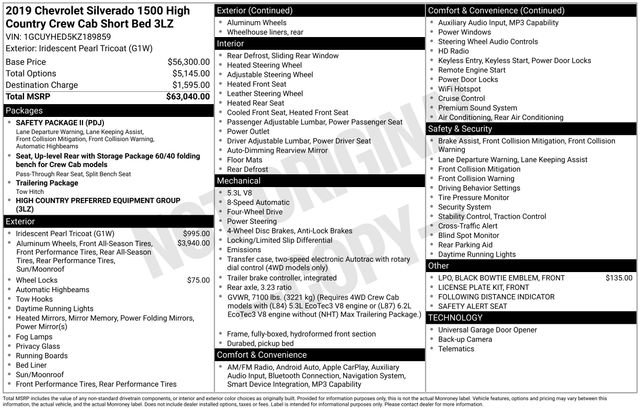 Used 2019 Chevrolet Silverado 1500 High Country image 35