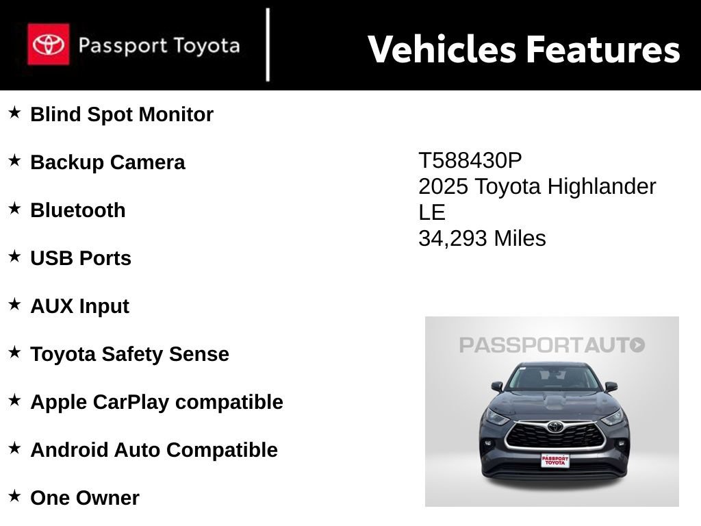 Used 2025 Toyota Highlander LE AWD/4WD image 10