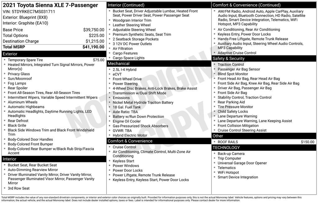 Used 2021 Toyota Sienna XLE FWD image 19