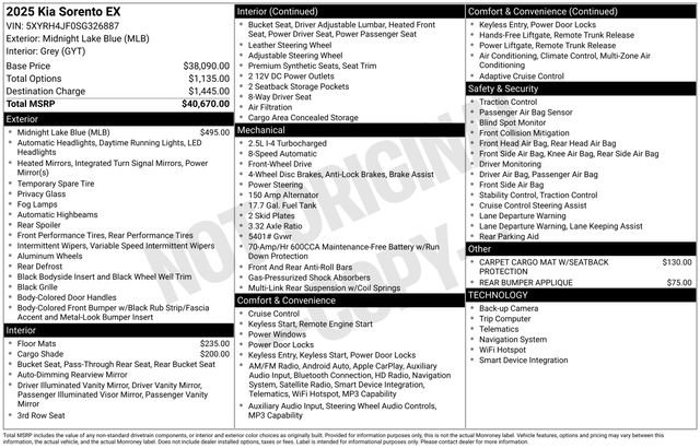Certified 2025 Kia Sorento EX FWD image 15