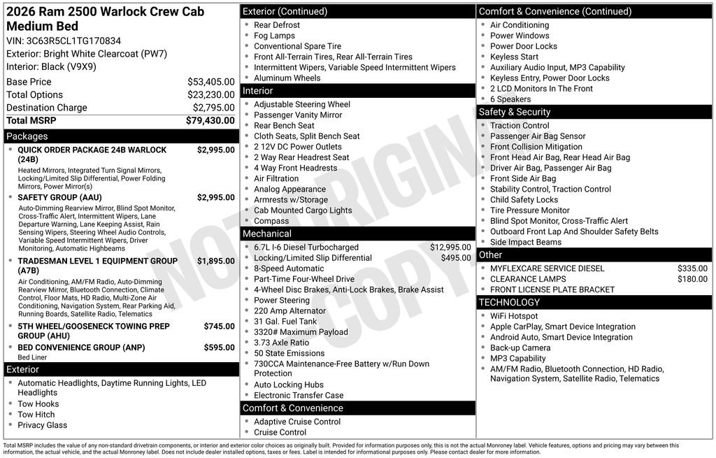 New 2026 RAM 2500 Warlock w/ Safety Group AWD/4WD image 6