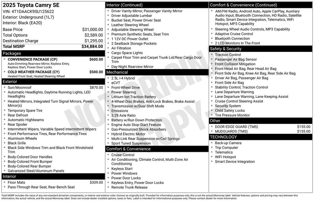 Certified 2025 Toyota Camry SE w/ Convenience Package FWD image 3