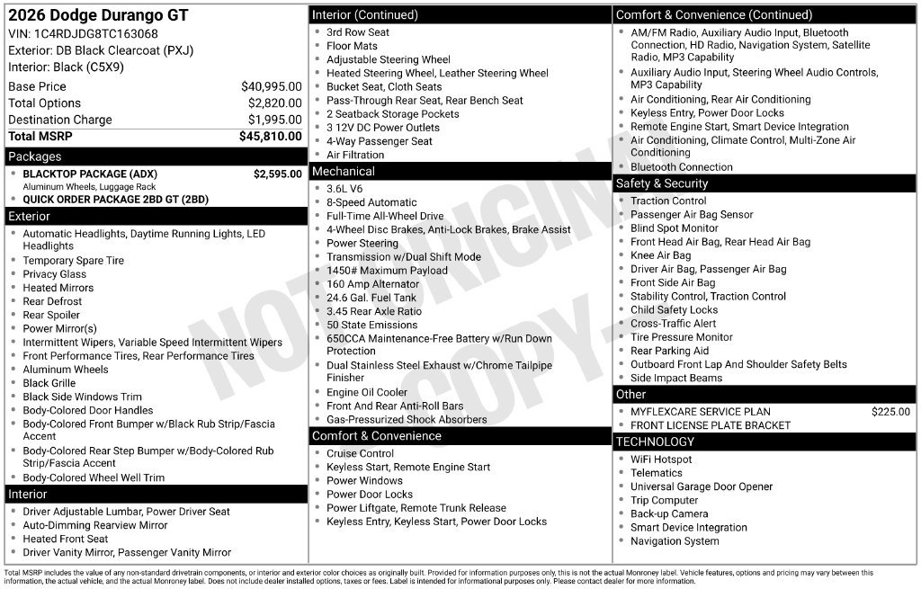 Used 2026 Dodge Durango GT w/ Blacktop Package AWD/4WD image 6