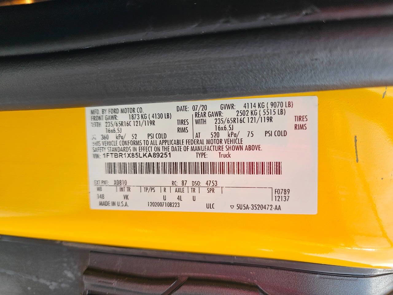 Used 2020 Ford Transit 250 250 3dr LWB High Roof Cargo Va w/ Load Area Protection Package image 22