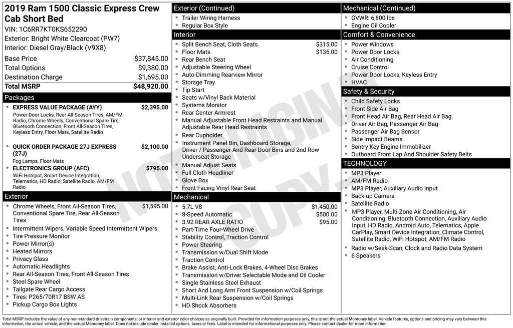 Used 2019 RAM 1500 Express w/ Express Value Package AWD/4WD image 9