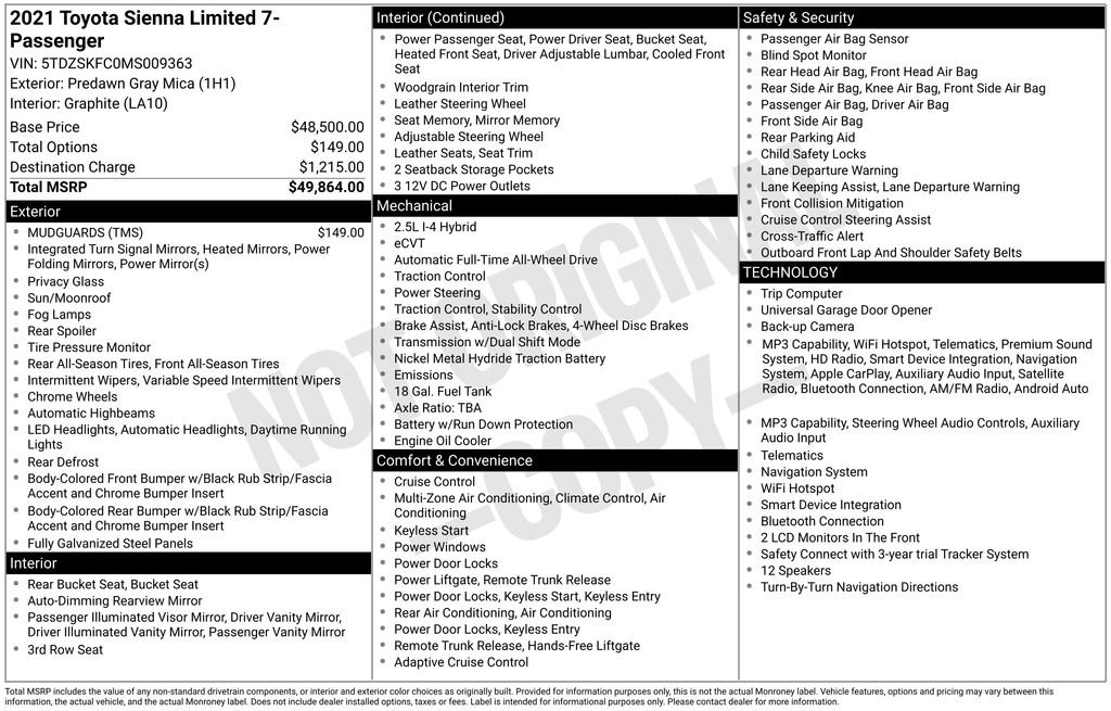 Used 2021 Toyota Sienna Limited AWD/4WD image 3