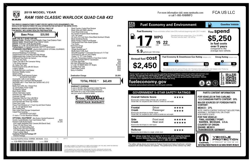 Used 2019 RAM 1500 Classic Warlock w/ Electronics Group image 3