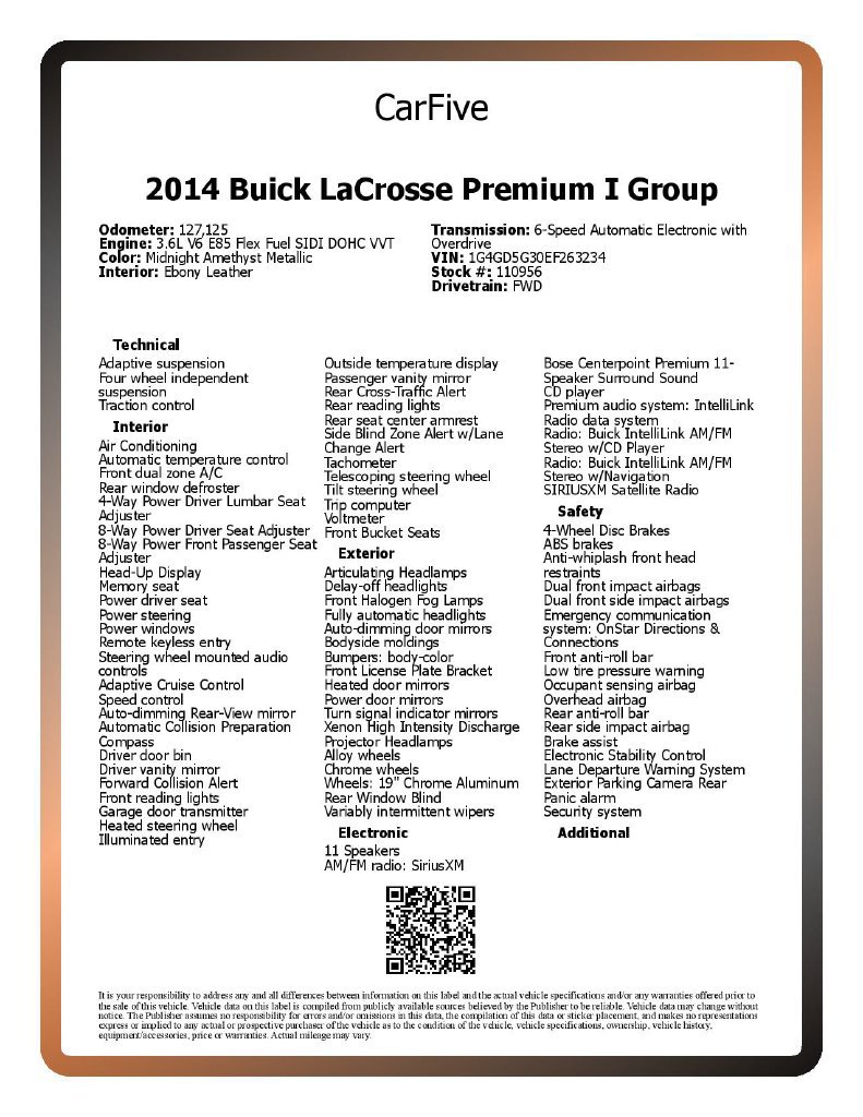 Used 2014 Buick LaCrosse Premium w/ Driver Confidence Package FWD image 29