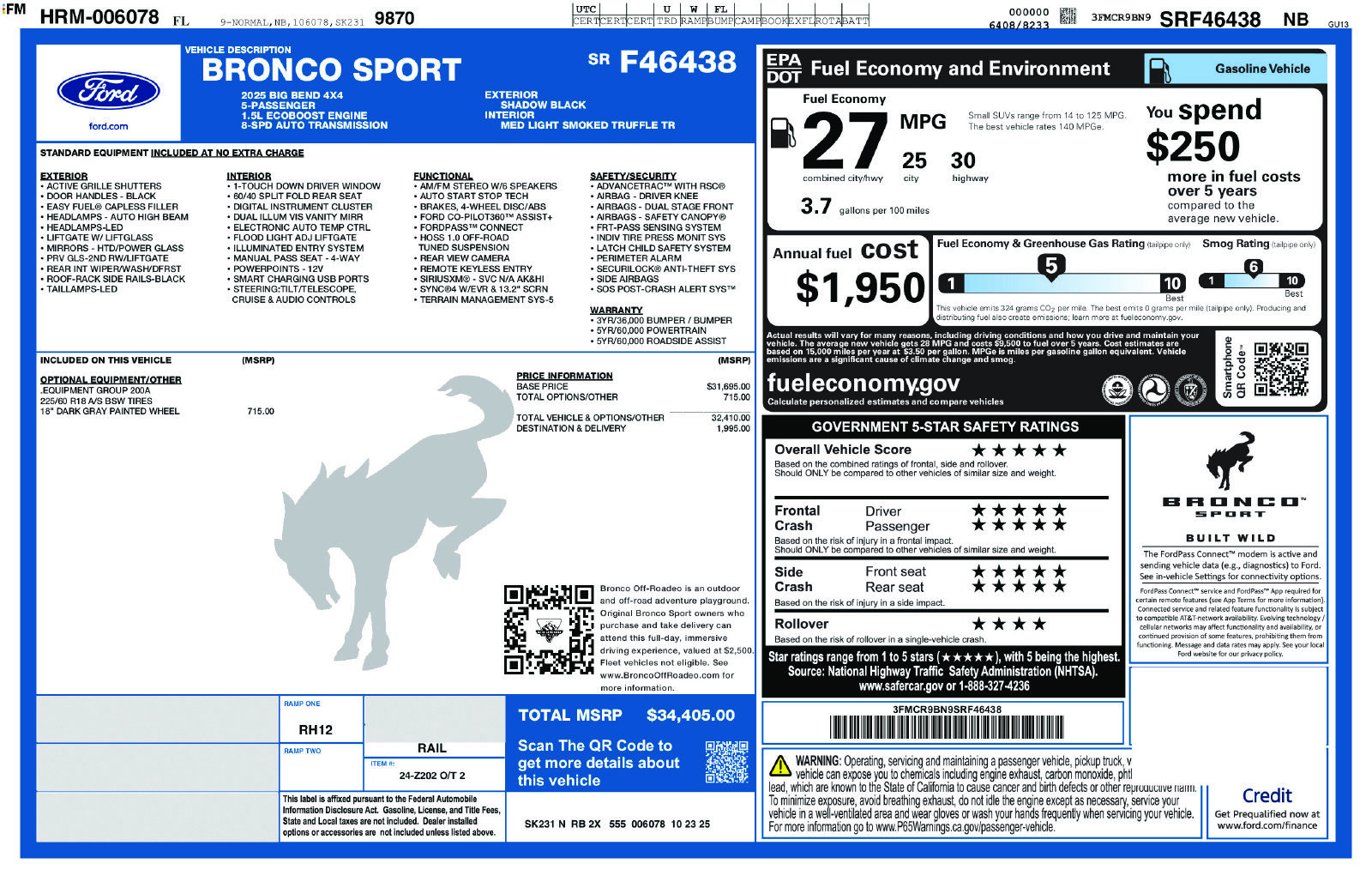 Certified 2025 Ford Bronco Sport Big Bend AWD/4WD image 36