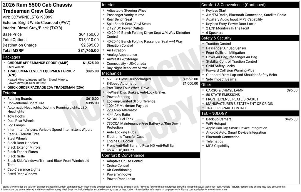 New 2026 RAM 5500 Tradesman w/ Chrome Appearance Group AWD/4WD image 4
