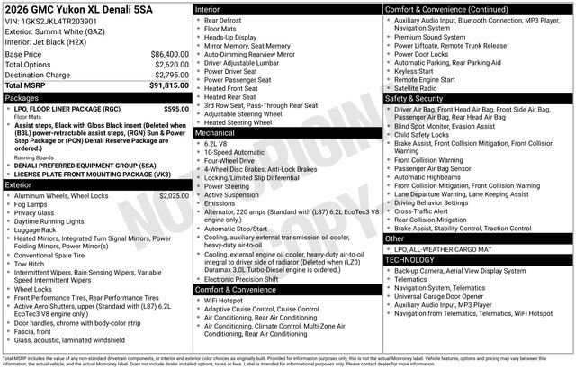 New 2026 GMC Yukon XL Denali w/ LPO, Floor Liner Package AWD/4WD image 28