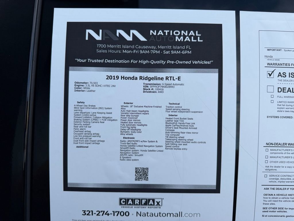 Used 2019 Honda Ridgeline RTL-E image 49