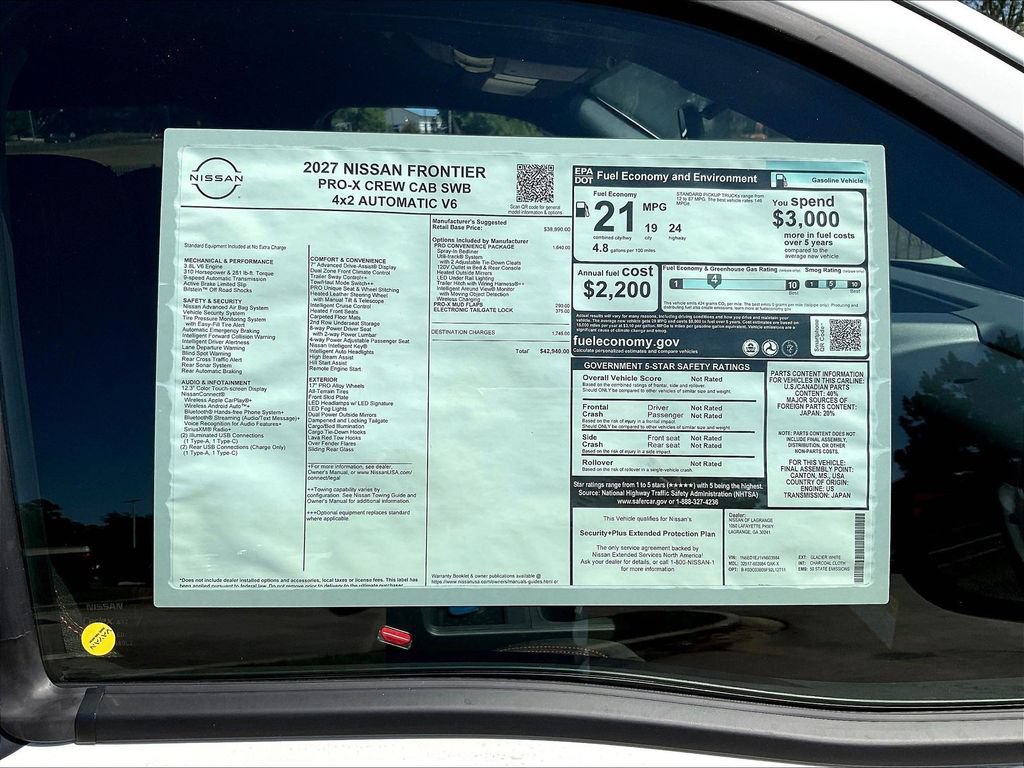 New 2027 Nissan Frontier Pro-X w/ Pro Convenience Package RWD image 14