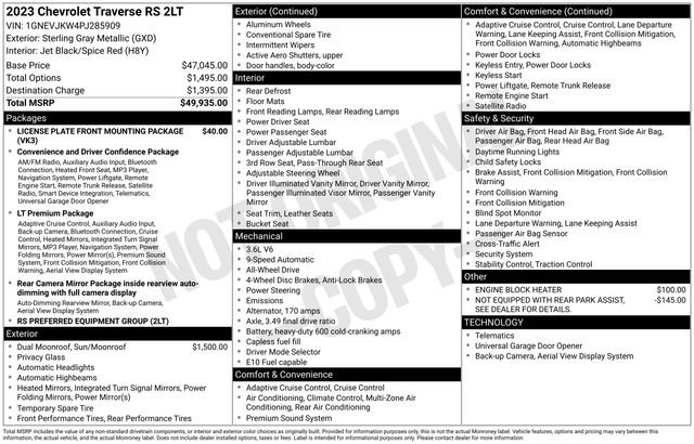 Used 2023 Chevrolet Traverse RS image 48