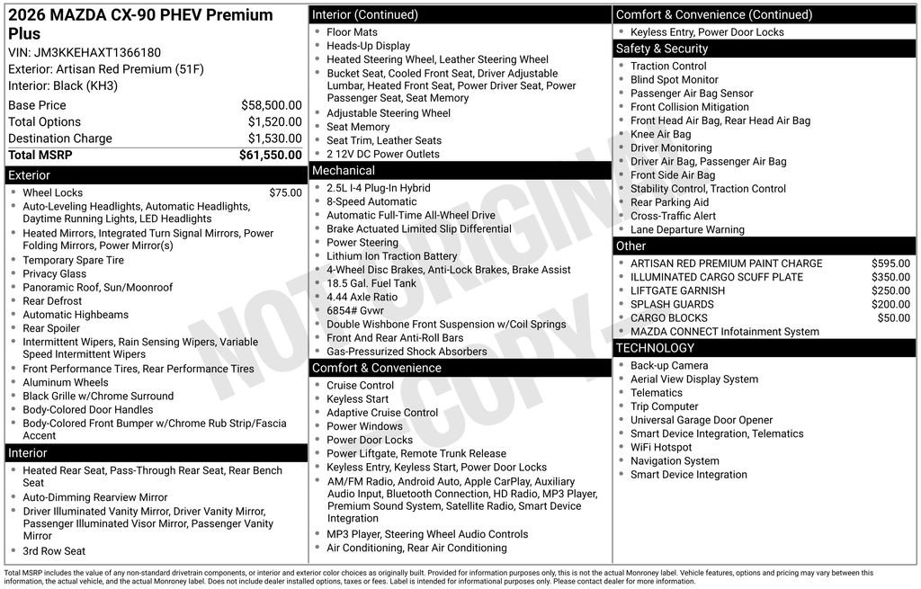 New 2026 MAZDA CX-90 Plug-In Hybrid w/ Premium Plus image 6