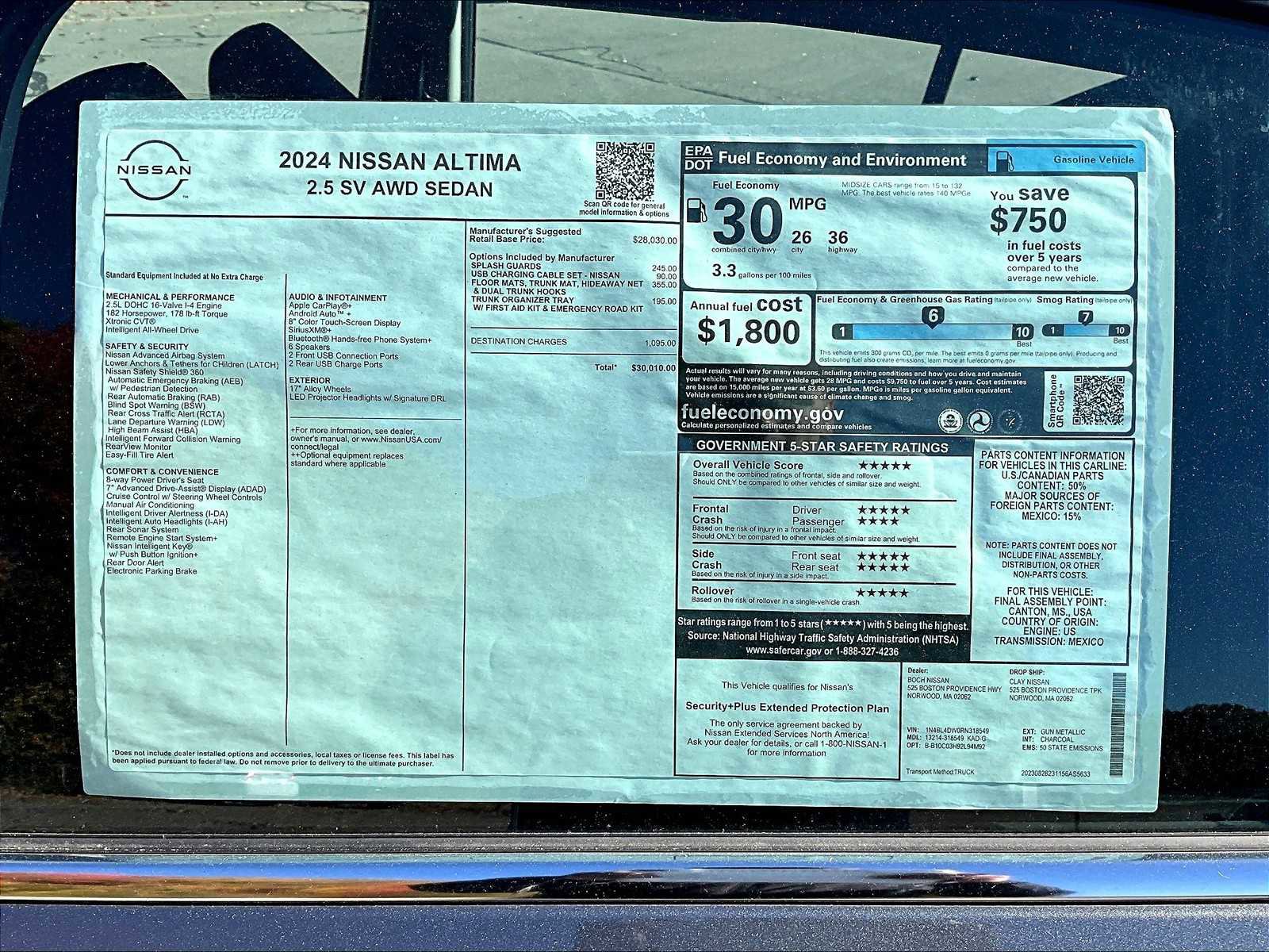 New 2024 Nissan Altima 2.5 SV image 17