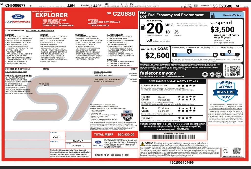 Used 2025 Ford Explorer ST w/ Sun And Sound Package AWD/4WD image 53
