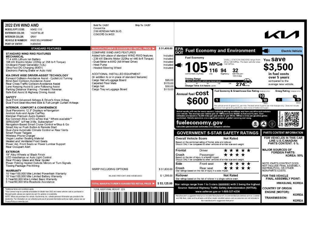 Used 2022 Kia EV6 Wind image 2
