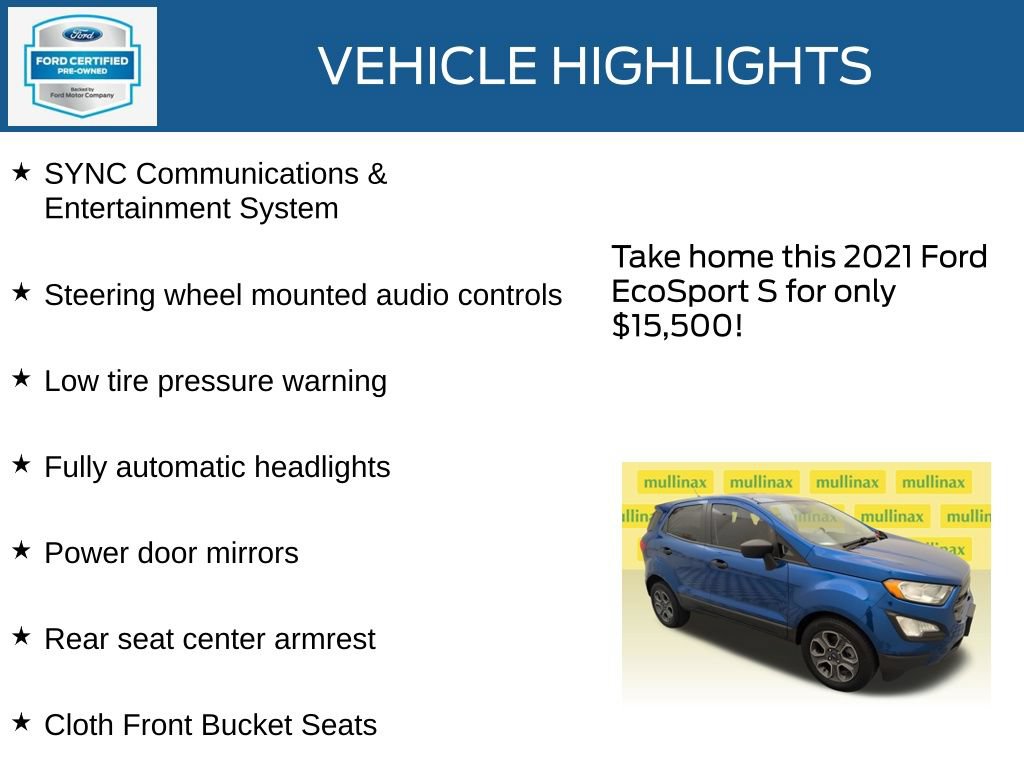Used 2021 Ford EcoSport S FWD image 23