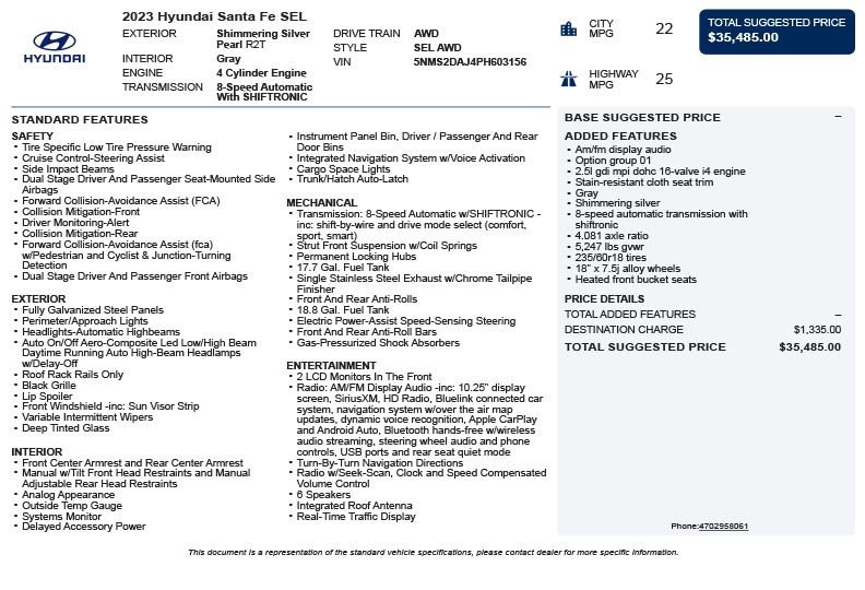 Used 2023 Hyundai Santa Fe SEL AWD/4WD image 3