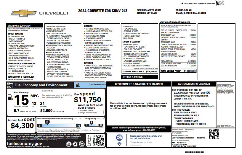 Used 2024 Chevrolet Corvette Z06 w/ Battery Protection Package image 30