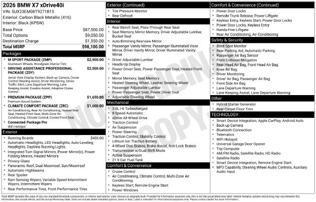 Used 2026 BMW X7 xDrive40i w/ M Sport Package AWD/4WD image 39