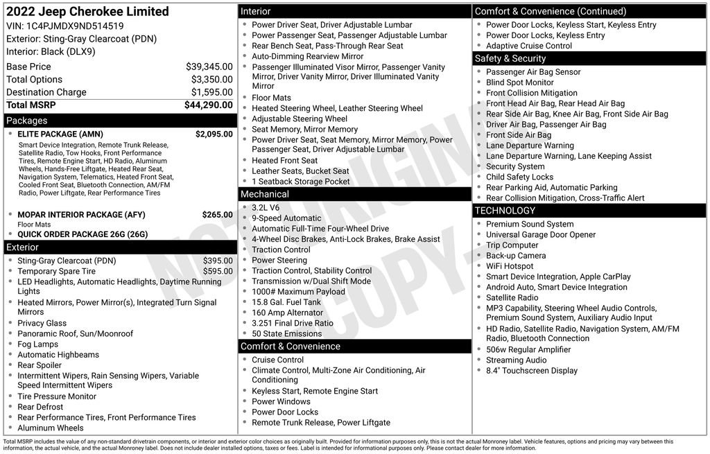 Used 2022 Jeep Cherokee Limited w/ Elite Package AWD/4WD image 7