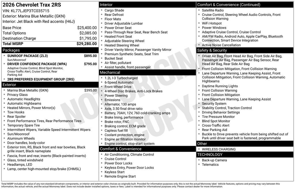 New 2026 Chevrolet Trax RS w/ Sunroof Package image 26