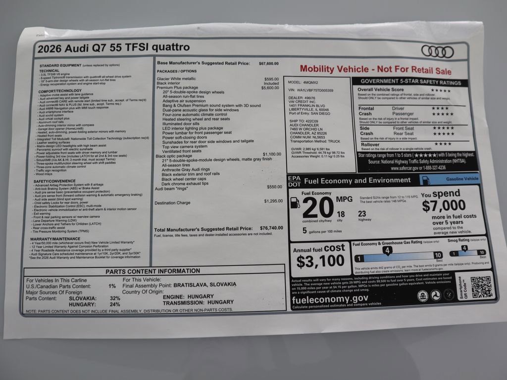 Used 2026 Audi Q7 3.0T Premium Plus w/ Premium Plus Package image 10