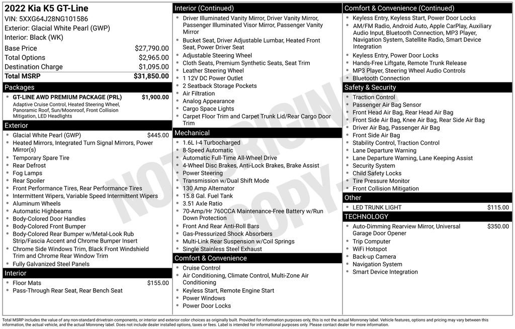 Certified 2022 Kia K5 GT-Line w/ GT-Line Awd Premium Package image 36