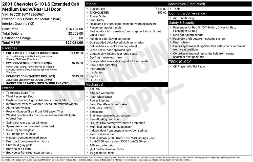 Used 2001 Chevrolet S10 Pickup LS w/ Preferred Equipment Group RWD image 31